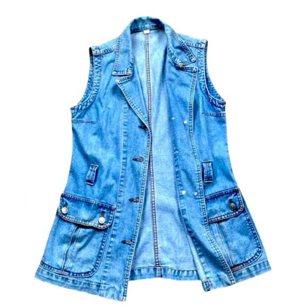 MAGNUM Blue Jeans Dept Jacket Women’s Vest Blue Size S Denim Button Front - Picture 3 of 13